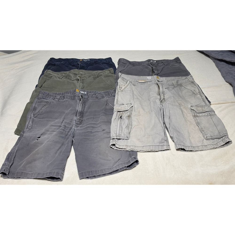 5 Carhartt Mens Relaxed Fit Canvas Work Force Cargo Shorts Mixed 1/38, 4/36